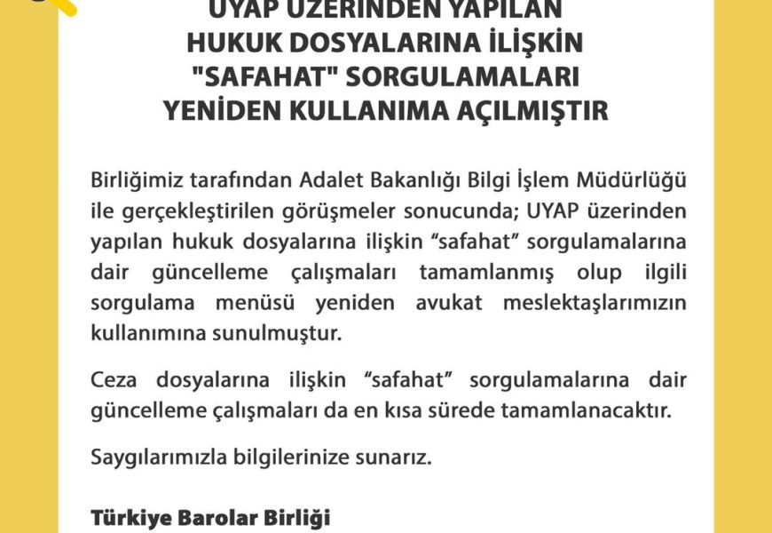 Adalet Bakanlığı, Avukatlar İçin Yeni Bir Hizmeti Kullanıma Sunuyor
