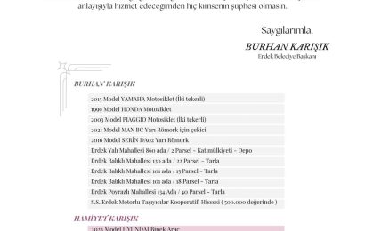 Erdek Belediye Başkanı Şeffaflık Adına Mal Varlığını Açıkladı