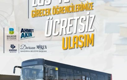 Balıkesir ve Bandırma Belediyelerinden Öğrencilere Ücretsiz Ulaşım Desteği