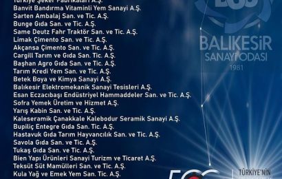 Balıkesir’den 30 Firma Türkiye’nin En Büyük 500 Sanayi Kuruluşu Arasında