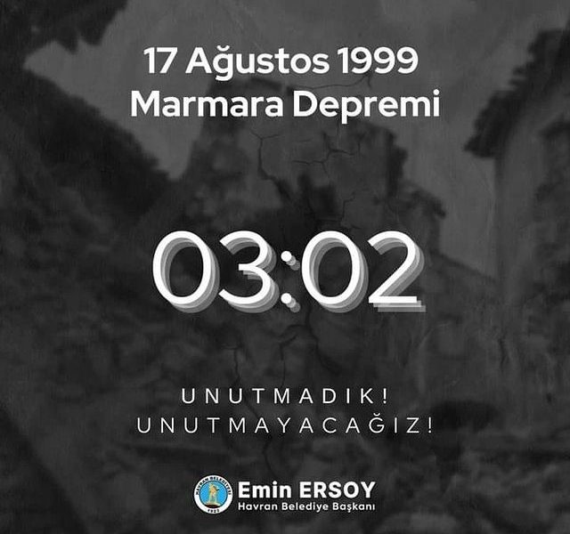 Havran Belediyesi’nden 17 Ağustos Marmara Depremi Anması
