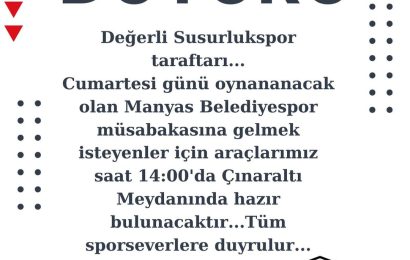 Bereketli Topraklar Susurlukspor Taraftarlarına Özel Duyuru