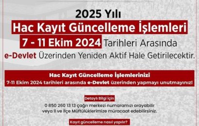 Hac Kayıt Güncelleme İşlemleri Yeniden Başlatılıyor