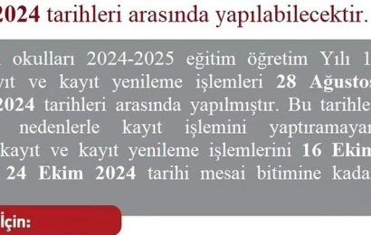 Açık Öğretim Okulları 2024-2025 Eğitim Öğretim Yılı Kayıt Duyurusu
