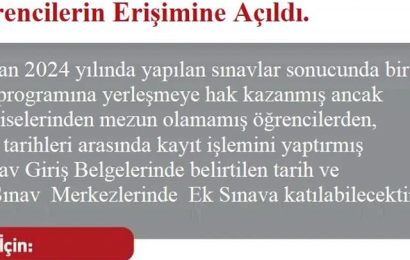 Açık Öğretim Liseleri Ek Sınavı Giriş Belgeleri Yayınlandı