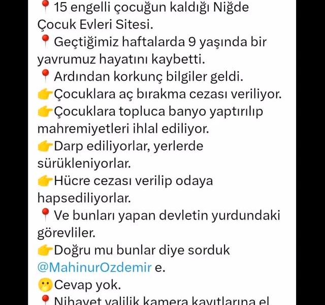 Niğde’deki Çocuk Evleri Sitesi’nde Engelli Çocuklara Yönelik İddialar Gündemde