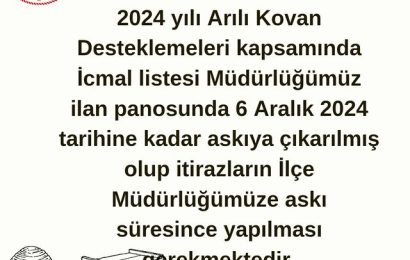 Edremit İlçe Tarım ve Orman Müdürlüğü’nden Arılı Kovan Desteklemeleri Açıklaması