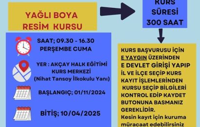 Yeni Yağlı Boya Resim Kursu Açıldı!