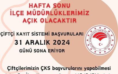 Balıkesir’de ÇKS Başvuruları İçin Tarım Müdürlükleri Açık Kalacak