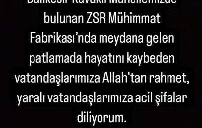 Balıkesir’de Mühimmat Fabrikasında Patlama Gerçekleşti