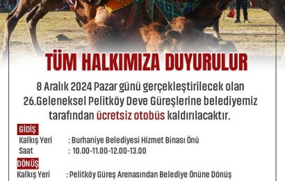 Pelitköy Deve Güreşlerine Ücretsiz Ulaşım İmkanı