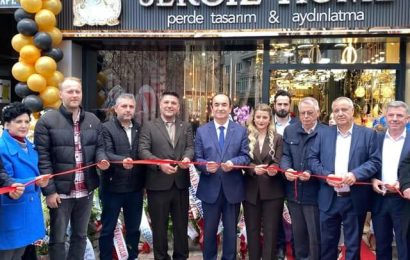 Gönen Ticaret Odası Yönetim Kurulu Başkanı İsmail Mutlu, Oda Meclis Başkanı Yusuf Çetinkaya ve İlçe Kaymakamı Ahmet Altıntaş, Sergiz Home’un Resmi Açılışında Buluştu