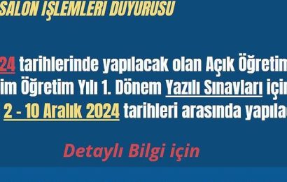 Açık Öğretim Kurumları 2024-2025 Eğitim Öğretim Yılı 1 Dönem Kayıt Yenileme ve Sınav Tarihleri Açıklandı