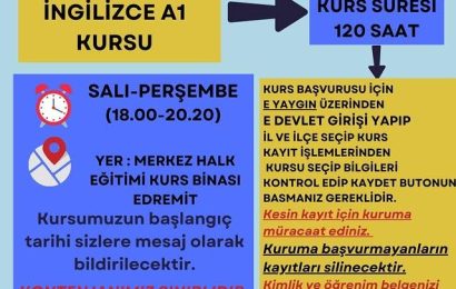 Edremit Halk Eğitimi Merkezi’nden Yeni İngilizce Kursu!