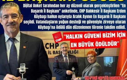 CHP Balıkesir İl Başkanlığı’ndan Erden Köybaşı’na Büyük Onur: Ayın En Başarılı İl Başkanı Seçildi