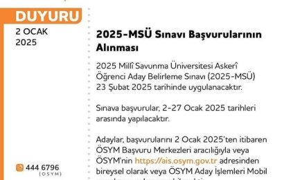 2025 MSÜ Sınavı Başvuruları Başladı