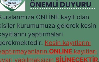 Kesin Kayıt İşlemleri Önemli