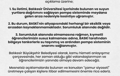 Balıkesir Üniversitesi’nde Su Sorunu Çözüldü: BASKİ Duruma El Koydu
