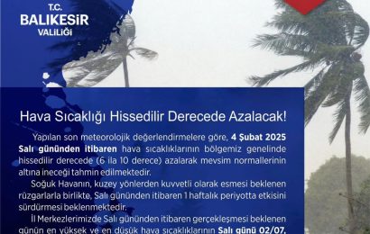 Balıkesir’de Hava Sıcaklıkları Dramatik Şekilde Düşüyor Balıkesir’de Hava Sıcaklıkları Dramatik Şekilde Düşüyor