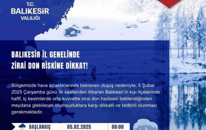 Balıkesir’de Zirai Don Uyarısı: Çiftçilere Kritik Uyarılar