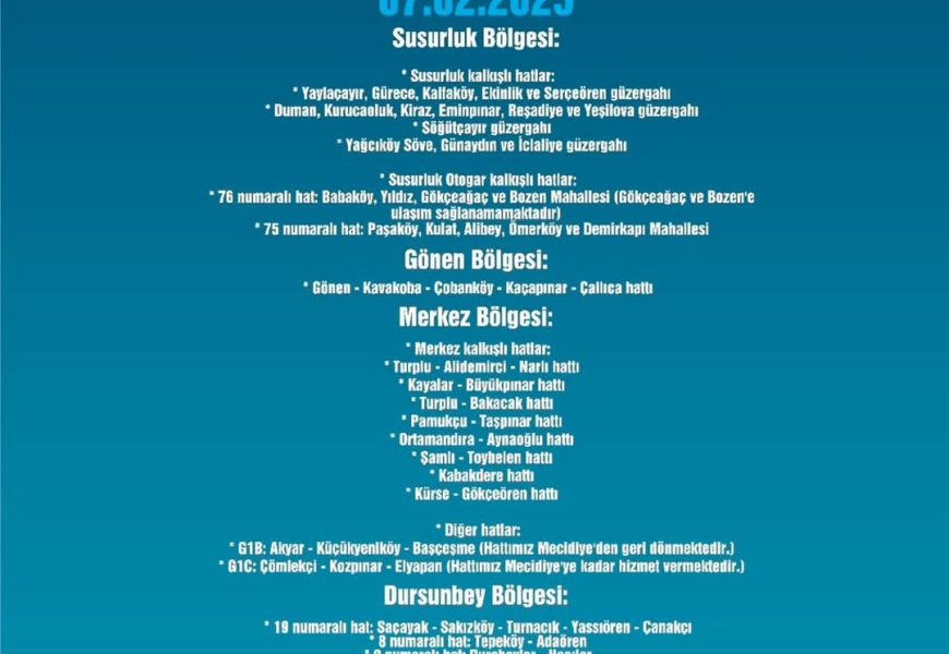Gönen’de Olumsuz Hava Koşulları Nedeniyle Toplu Taşıma Seferleri İptal Edildi