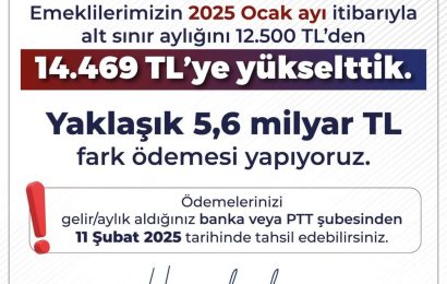 Emeklilere Fark Ödemeleri 11 Şubat 2025’te Yapılacak