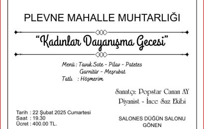 Plevne Mahallesinde Kadınlar Dayanışma Gecesi: Birlik ve Beraberlik İçin Özel Buluşma
