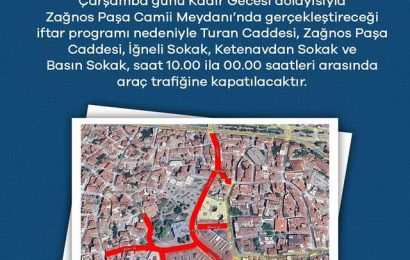 Balıkesir’de Kadir Gecesi İftar Programı Nedeniyle Trafik Kısıtlaması