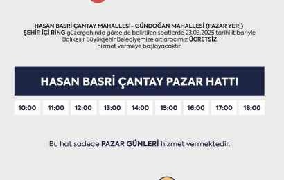 Balıkesir’de Pazar Alışverişi Yapacak Vatandaşlara Ücretsiz Ring Seferleri Başlıyor