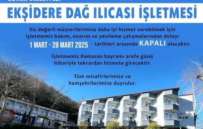 Ekşidere Dağ Ilıcası Bakım Nedeniyle Geçici Olarak Kapanıyor