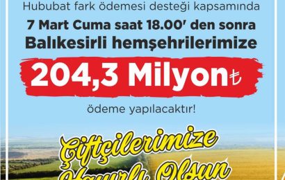Balıkesirli Çiftçilere 204.3 Milyon TL’lik Hububat Destek Ödemesi