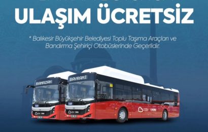 Balıkesir’de Ramazan Bayramı’nda Ulaşım Ücretsiz