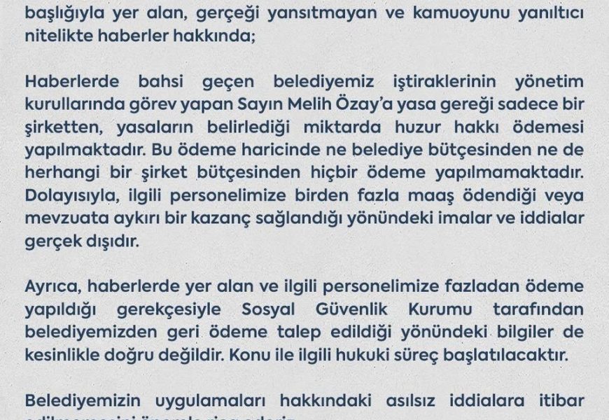 Balıkesir Büyükşehir Belediyesi’nden İddialara Yalanlama
