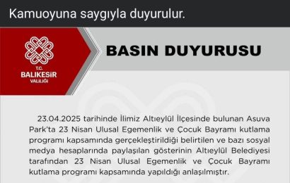 Balıkesir’de 23 Nisan Gösterisi Hakkında İçişleri Bakanlığı Açıklaması