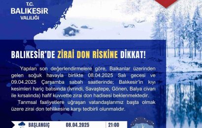 Balıkesir’de Zirai Don Uyarısı: Tarım Alanları Risk Altında