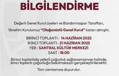 Teksüt Bandırmaspor’da Olağanüstü Kongre Kararı
