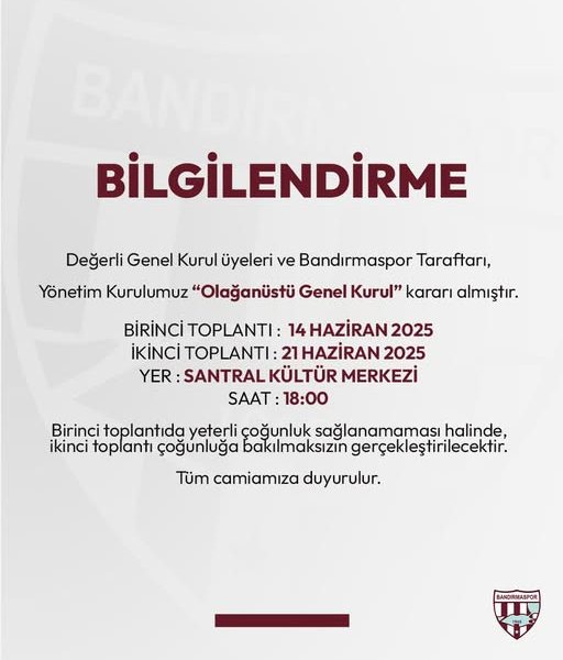 Teksüt Bandırmaspor’da Olağanüstü Kongre Kararı