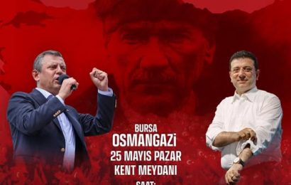 Bursa’da Ekrem İmamoğlu Destek Mitingi Düzenlenecek