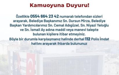 Bandırma Belediyesi’nden Dolandırıcılık Uyarısı: Başkan ve Yardımcıları Adına Yapılan Taleplere Dikkat!