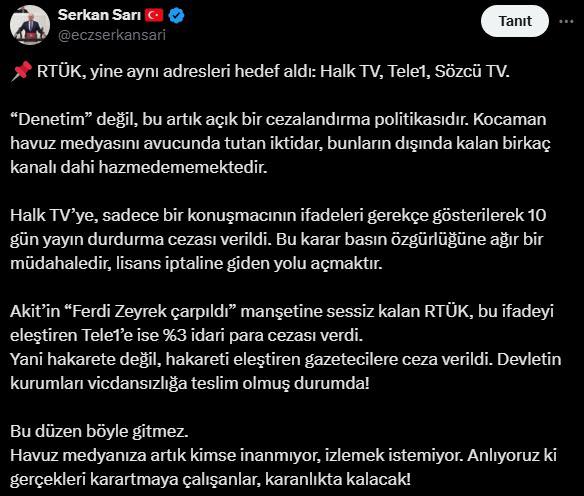 Serkan Sarı’dan Gerçekleri Karartmaya Yönelik Uyarı