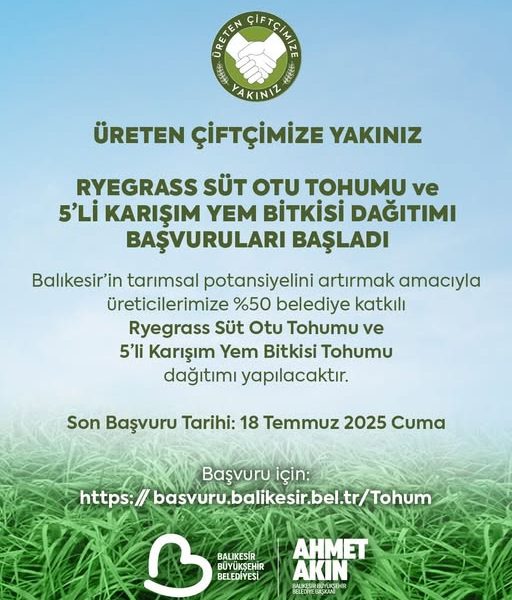 Balıkesir’de Tarım Üretimi Artıyor: Yem Bitkileri Üretim Projesi Başladı