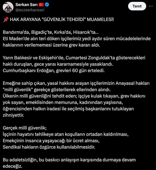 Eti Maden İşçilerinin Grev Hakkı Kararnameyle Engellendi, Tepkiler Çığ Gibi