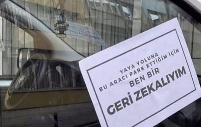 İstanbul’da Yaya Geçidine Park Edilen Araca Yazılan Yazı Sosyal Medyada Yayıldı