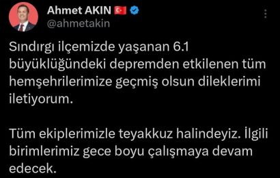 Balıkesir Sındırgı’da Deprem: Başkan Akın’dan Teyakkuz Hali ve Geçmiş Olsun Mesajı