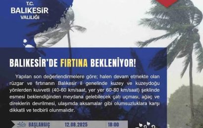 Balıkesir’de Fırtına Uyarısı: Vatandaşlara Dikkatli Olma Çağrısı
