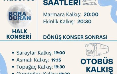 Marmara Adaları’nda Halk Konserlerine Ücretsiz Ulaşım Desteği