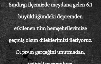 Sındırgı’da Yaşanan Depremde Marmara Adalar Belediyesi’nden Geçmiş Olsun Mesajı