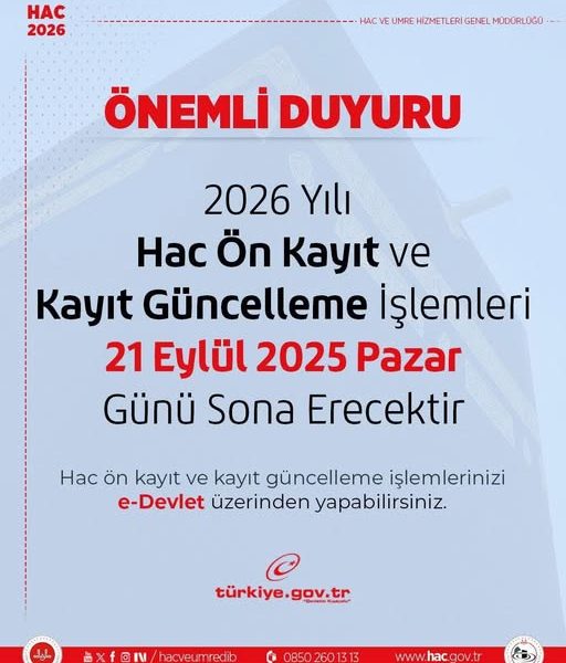 2026 Hac Ön Kayıtları İçin Son Tarih Belirlendi
