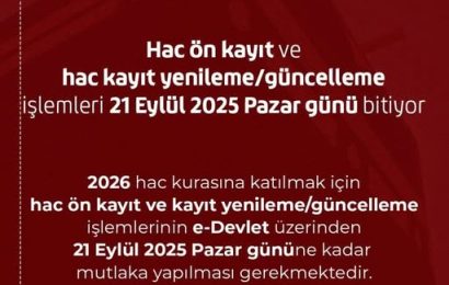 2026 Hac Kurası İçin Son Başvuru Yarın