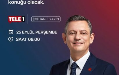 CHP Genel Başkanı Özgür Özel Yarın Tele1 TV’de Canlı Yayın Konuğu Olacak